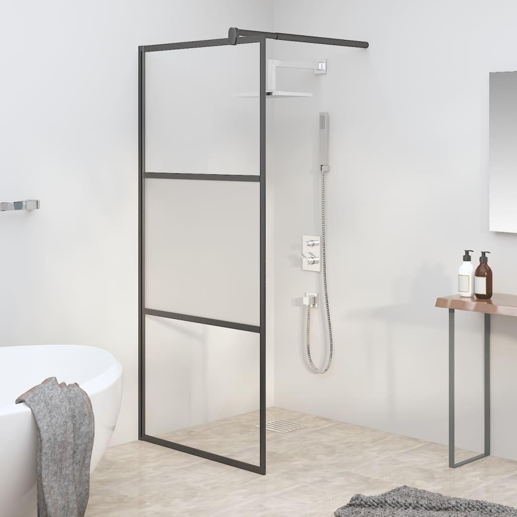 Brusevæg 80x195 cm halvmatteret sikkerhedsglas sort