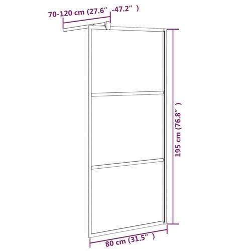 Brusevæg 80x195 cm halvmatteret sikkerhedsglas sort