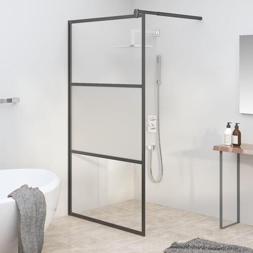 Brusevæg 100x195 cm halvmatteret sikkerhedsglas sort