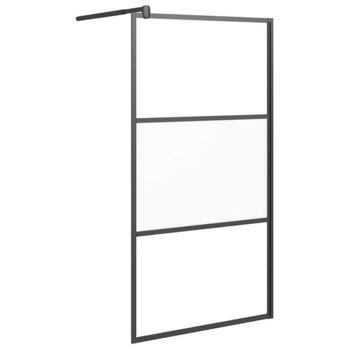 Brusevæg 115x195 cm halvmatteret sikkerhedsglas sort