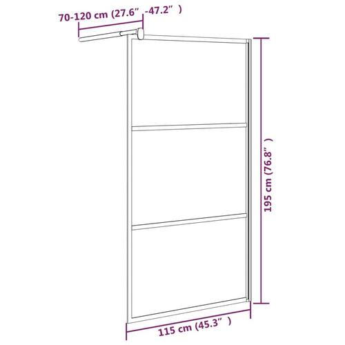 Brusevæg 115x195 cm halvmatteret sikkerhedsglas sort