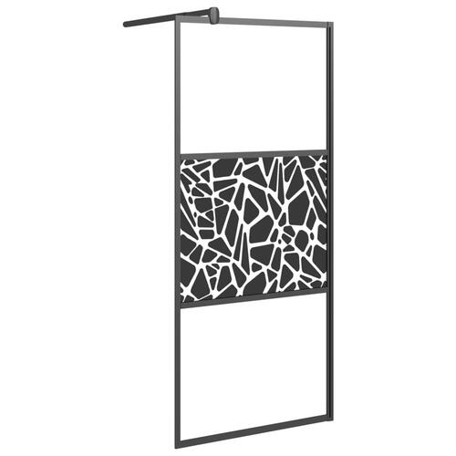 Brusevæg 80x195 cm sikkerhedsglas med stendesign sort