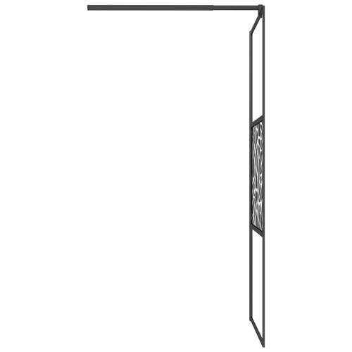 Brusevæg 80x195 cm sikkerhedsglas med stendesign sort