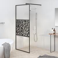 Brusevæg 90x195 cm sikkerhedsglas med stendesign sort