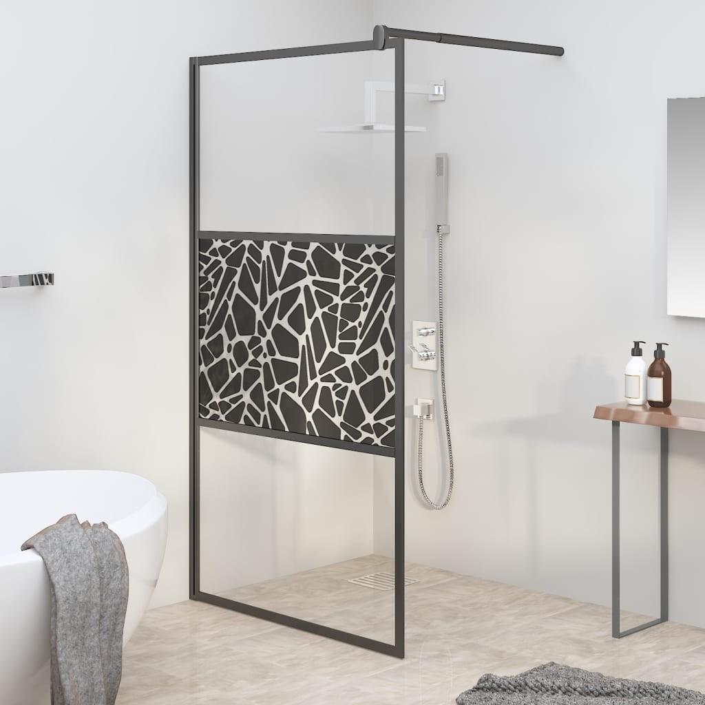 Brusevæg 100x195 cm sikkerhedsglas med stendesign sort