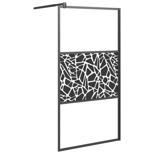 Brusevæg 100x195 cm sikkerhedsglas med stendesign sort