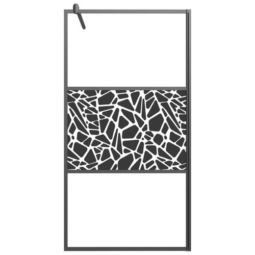 Brusevæg 115x195 cm sikkerhedsglas med stendesign sort