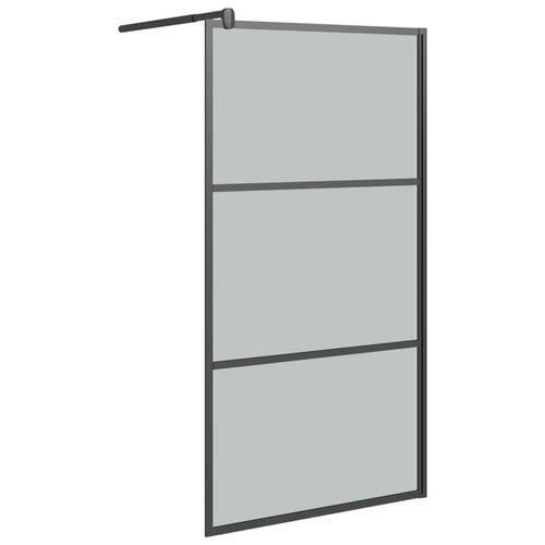 Brusevæg 100x195 cm mørkt sikkerhedsglas sort