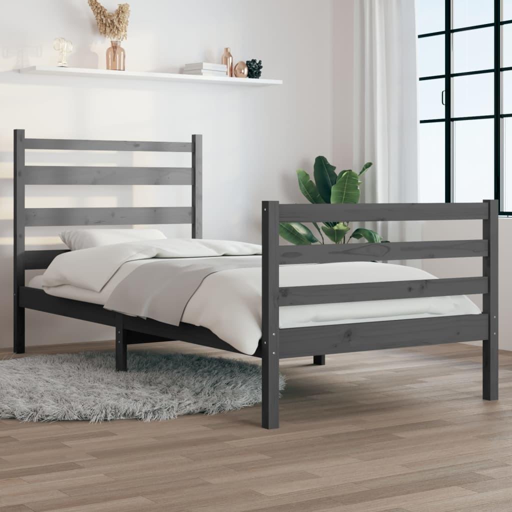 Sengeramme 90x200 cm massivt fyrretræ grå