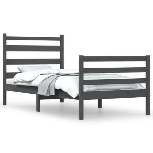 Sengeramme 90x200 cm massivt fyrretræ grå