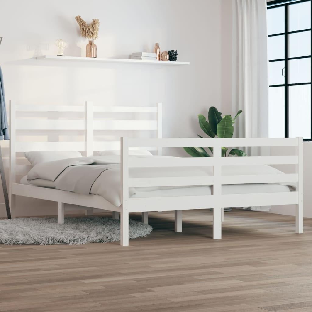 Sengeramme 120x200 cm massivt fyrretræ hvid