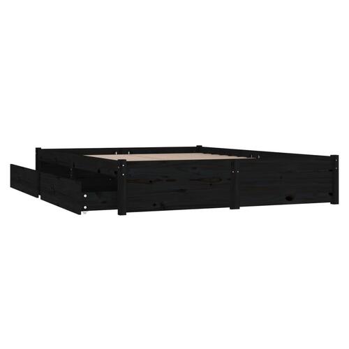 Sengeramme med skuffer 140x190 cm dobbelt sort