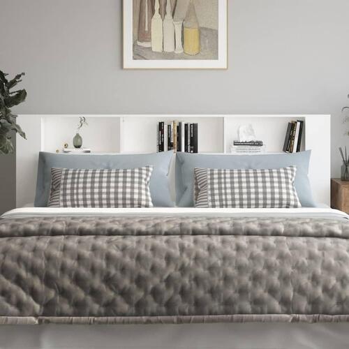 Sengegavl med opbevaring 220x18,5x104,5 cm hvid