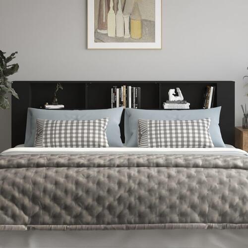 Sengegavl med opbevaring 220x18,5x104,5 cm sort