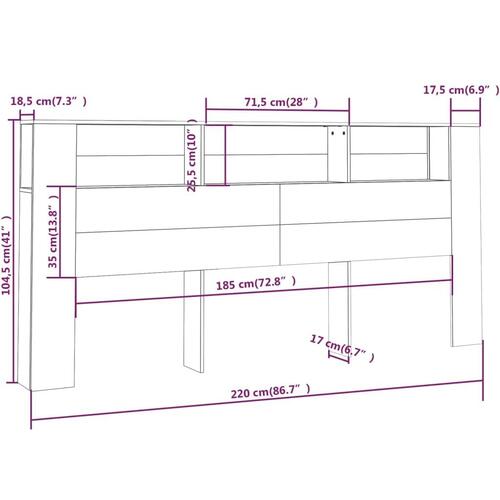 Sengegavl med opbevaring 220x18,5x104,5 cm sort