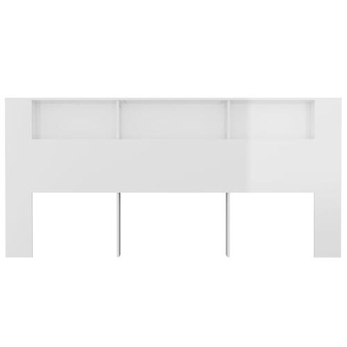 Sengegavl med opbevaring 220x18,5x104,5 cm hvid højglans