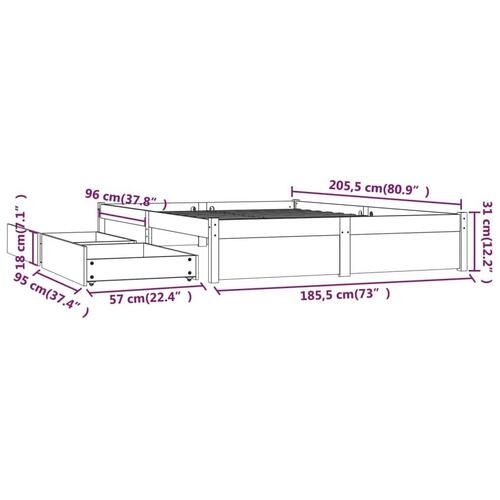 Sengeramme med skuffer 180x200 cm Super King hvid