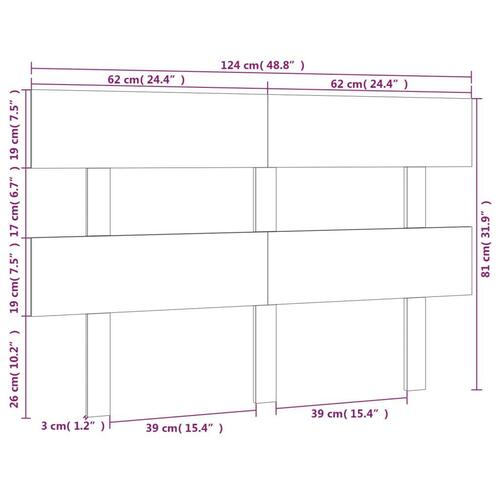 Sengegærde 124x3x81 cm massivt fyrretræ hvid