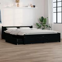Sengeramme med skuffer 135x190 cm dobbelt sort