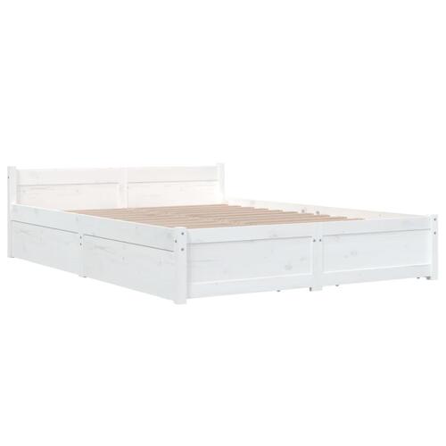 Sengeramme med skuffer 140x200 cm hvid