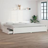 Sengeramme med skuffer 180x200 cm Super King hvid
