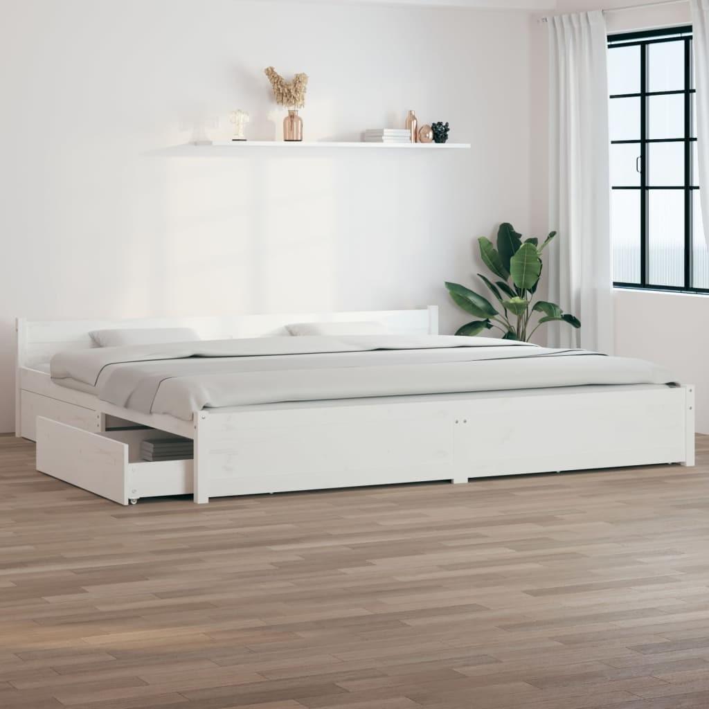 Sengeramme med skuffer 180x200 cm Super King hvid