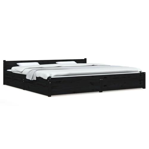 Sengeramme med skuffer 180x200 cm Super King sort