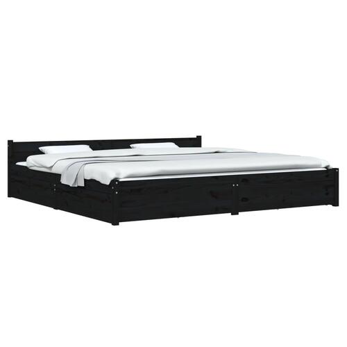Sengeramme med skuffer 180x200 cm Super King sort
