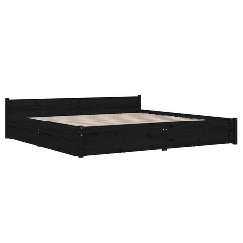 Sengeramme med skuffer 180x200 cm Super King sort