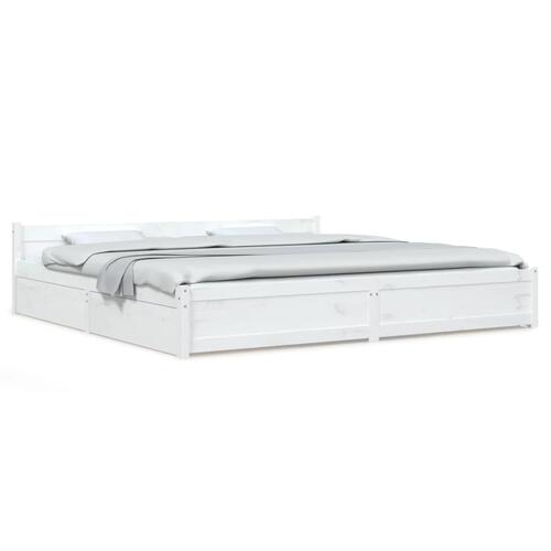 Sengeramme med skuffer 200x200 cm hvid