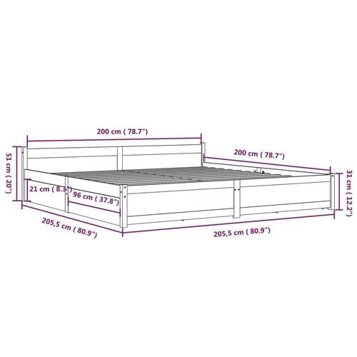 Sengeramme med skuffer 200x200 cm hvid