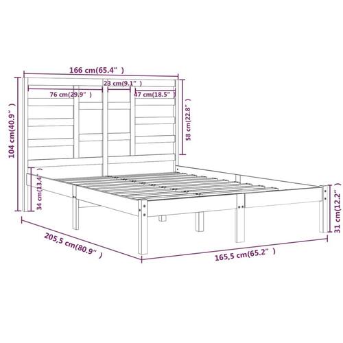 Sengeramme 160x200 cm massivt træ hvid
