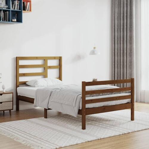 Sengeramme 90x200 cm massivt træ gyldenbrun