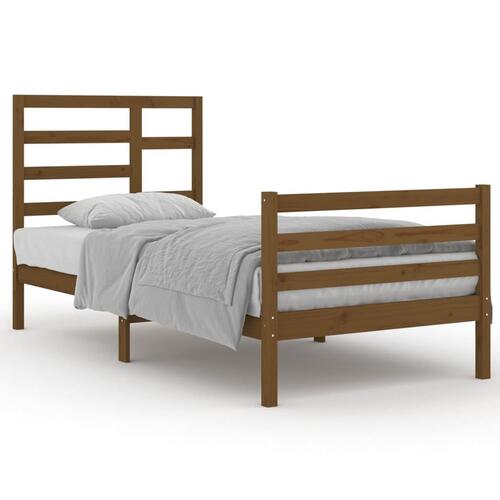 Sengeramme 90x200 cm massivt træ gyldenbrun