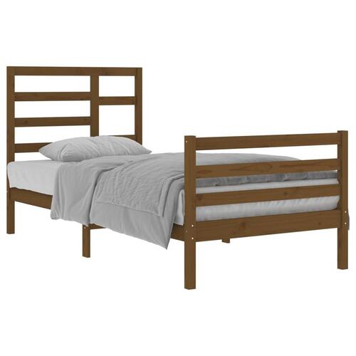 Sengeramme 90x200 cm massivt træ gyldenbrun