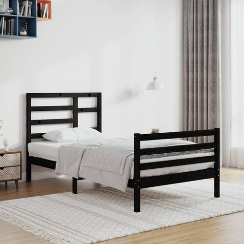 Sengeramme 90x200 cm massivt træ sort