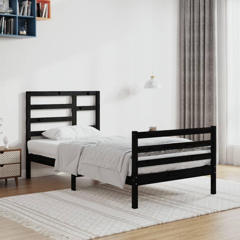 Sengeramme 90x200 cm massivt træ sort
