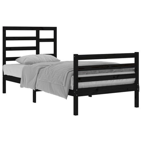 Sengeramme 90x200 cm massivt træ sort