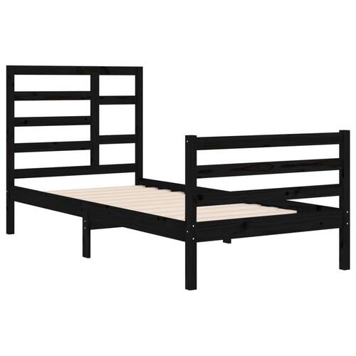 Sengeramme 90x200 cm massivt træ sort
