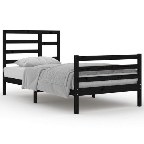 Sengeramme 100x200 cm massivt træ sort