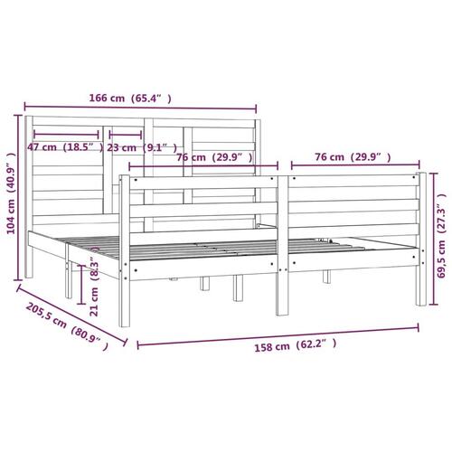 Sengeramme uden madras 160x200 cm massivt træ