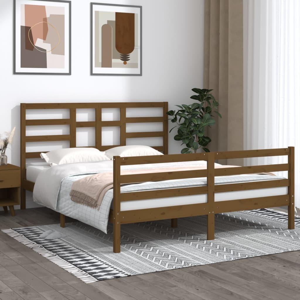Sengeramme 160x200 cm massivt træ gyldenbrun