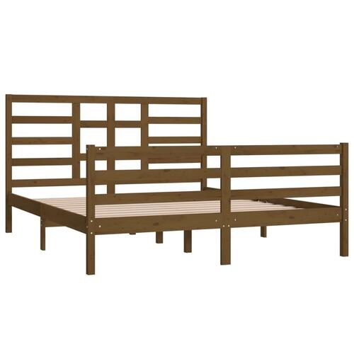 Sengeramme 160x200 cm massivt træ gyldenbrun