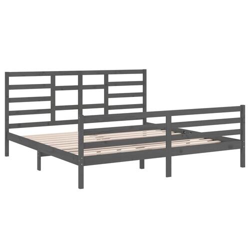 Sengeramme 200x200 cm massivt træ grå