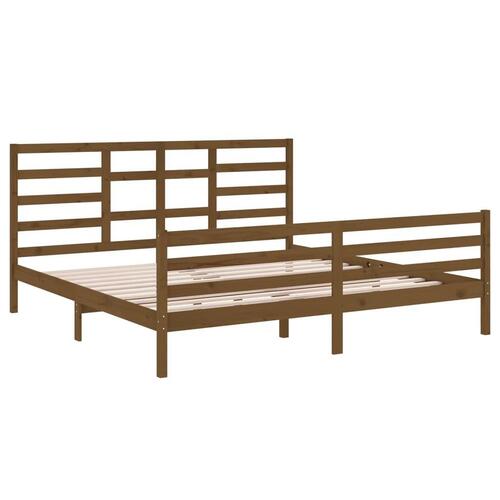 Sengeramme 200x200 cm massivt træ gyldenbrun