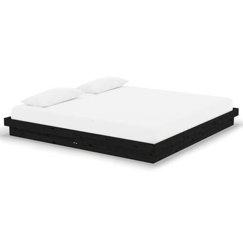 Sengeramme 200x200 cm massivt træ sort