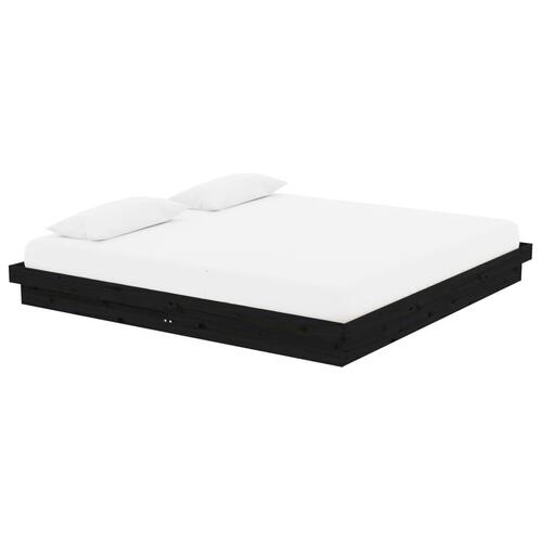 Sengeramme 200x200 cm massivt træ sort