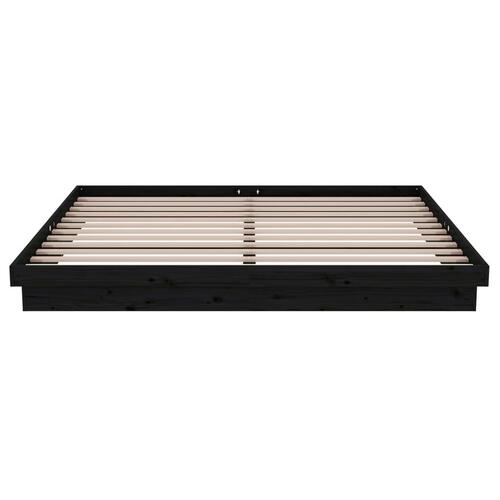 Sengeramme 200x200 cm massivt træ sort