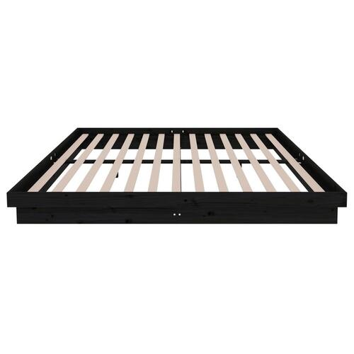 Sengeramme 200x200 cm massivt træ sort