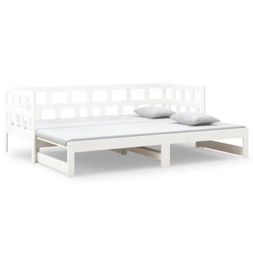 Daybed med udtræk 2x(80x200) cm massivt fyrretræ hvid